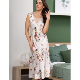 Длинная сорочка из шёлка Mia-Amore VIKKI 4628, Цвет: молочный, Размеры: 2XL