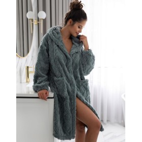 Тёплый халат на пуговицах Sensis GRETHEN, Цвет: изумрудный, Размеры: S/M