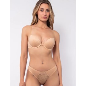Комплект Sielei ANIMALIER 77347 пуш-ап + бразилиана skin, Цвет: skin (бежевый), Размеры: 70B
