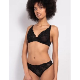Комплект Sielei LACE PLUMETIS 77405 мягкая чашка + слипы nero, Цвет: nero (черный), Размеры: 80C