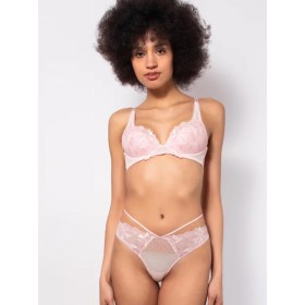 Комплект Sielei LACE PLUMETIS 77427 балконет + бразилиана cipria, Цвет: cipria (пудровый), Размеры: 80B