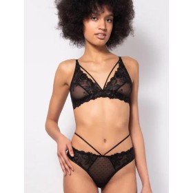 Комплект Sielei LACE PLUMETIS 77467 триангул + бразилиана nero, Цвет: nero (черный), Размеры: 85B