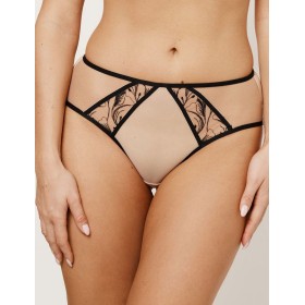 Трусы бразилиана Subtille REBECCA BEIGE/BLACK mini, Цвет: бежевый+черный, Размеры: S