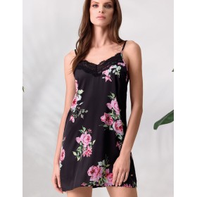 Атласная сорочка с цветами Lormar LOOK 632561CO nero, Цвет: nero (черный), Размеры: M