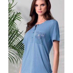 Сорочка с коротким рукавом Lormar SATEN 631328CO zucchero, Цвет: zucchero (сине-голубой), Размеры: 2XL