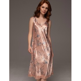 Шёлковая ночная сорочка Mia-Amore FIORA 4644, Цвет: персиковый, Размеры: S