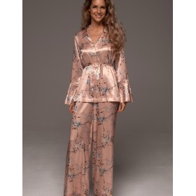 Шёлковая пижама с брюками Mia-Amore FIORA 4646, Цвет: персиковый, Размеры: 2XL