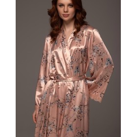 Длинный запашной халат Mia-Amore FIORA 4649, Цвет: персиковый, Размеры: L/XL