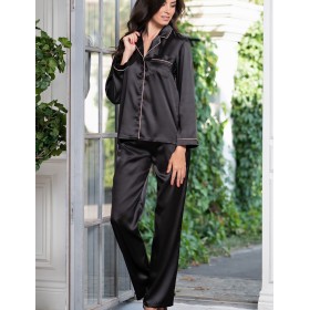 Женская атласная пижама Mia-Mella JULIA 8736 черный, Цвет: черный, Размеры: 5XL