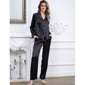 Атласная пижама с брюками Mia-Mella JULIA 8736 черно-белый, Цвет: черно-белый, Размеры: XL