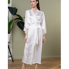 Длинный шелковый халат Mia-Amore WHITE SWAN 3559 молочный, Цвет: молочный, Размеры: 2XL/3XL