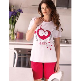 Пижама из хлопка с шортами Sielei LOVE LO12 rosso, Цвет: rosso (красный), Размеры: XL