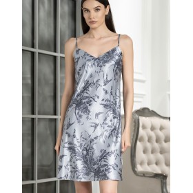 Шёлковая принтованная сорочка Mia-Amore ARGENTA 4231, Цвет: стальной, Размеры: 2XL