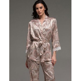 Шёлковый комплект-тройка Mia-Amore CLEMENTINA 3447, Цвет: латте, Размеры: L