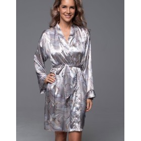 Шёлковый короткий халат Mia-Amore LA PERLA 4713, Цвет: жемчужный, Размеры: L/XL