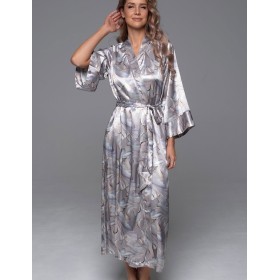 Шёлковый длинный халат Mia-Amore LA PERLA 4719, Цвет: жемчужный, Размеры: 2XL/3XL