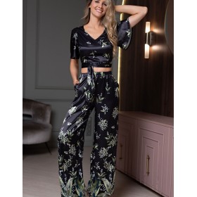 Шёлковый брючный костюм Mia-Amore LURDES 4556, Цвет: черный, Размеры: XL