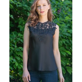 Атласный топ с кружевом Mia-Amore MILAN 8325 черный, Цвет: черный, Размеры: S