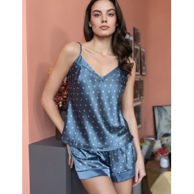 Атласная пижама с шортами Mia-Mella CLEVER 8942 дельфин, Цвет: дельфин, Размеры: M