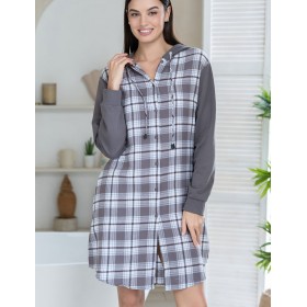 Домашняя рубашка с капюшоном Mia-Amore Mr&Mrs SMITH 5107 серо-голубой, Цвет: серо-голубой, Размеры: L