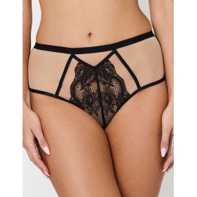 Трусы высокие Subtille BELINDA BLACK high-waist, Цвет: черный+бежевый, Размеры: M
