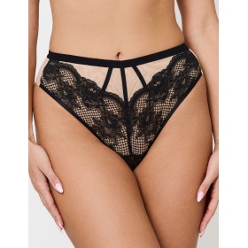 Трусики бразилиана Subtille BELINDA BLACK mini, Цвет: черный+бежевый, Размеры: S