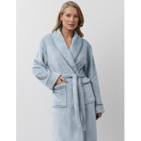 Длинный плюшевый халат Aruelle LEA, Цвет: серо-голубой, Размеры: M