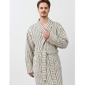 Халат мужской Aruelle LIAM, Цвет: кремовый/чёрный, Размеры: M