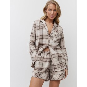 Фланелевая пижама с шортами Aruelle MAELLE, Цвет: бежевый, Размеры: S