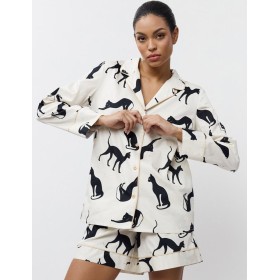 Женская пижама с шортами Aruelle NYRA, Цвет: кремовый/чёрный, Размеры: S