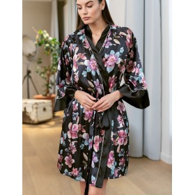 Короткий запашной халат Mia-Amore ALICIA 4073, Цвет: черный, Размеры: 2XL/3XL