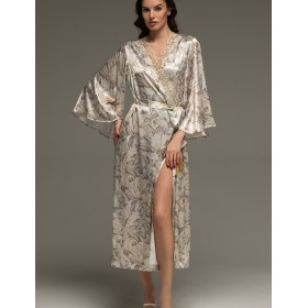 Шёлковый запашной халат Mia-Amore EILIN 4589, Цвет: брют, Размеры: 2XL/3XL