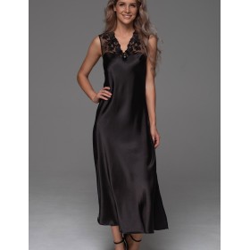 Длинная шёлковая сорочка Mia-Amore MERLOT 4747 черный, Цвет: черный, Размеры: 3XL