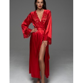 Длинный шёлковый пеньюар Mia-Amore MERLOT 4749 красный, Цвет: красный, Размеры: 4XL/5XL