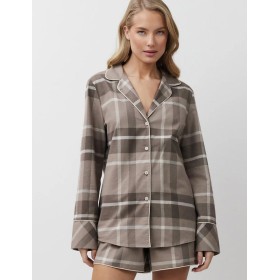 Фланелевая пижама с шортами Aruelle ELODY, Цвет: мокко, Размеры: S