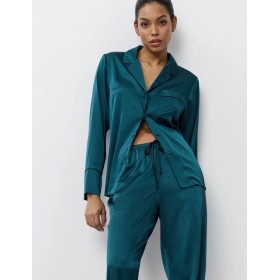 Атласная пижама с брюками Aruelle EMERALDA, Цвет: изумруд, Размеры: XS
