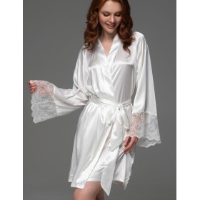 Халат из шёлка и кружева Mia-Amore ADELAIDA 4703 белый, Цвет: белый, Размеры: 2XL/3XL