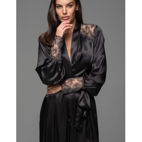 Халат с кружевными манжетами Mia-Amore ADELAIDA 4708 черный, Цвет: черный, Размеры: 2XL/3XL