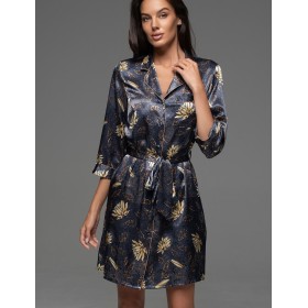 Шёлковая рубашка-халат Mia-Amore MARYGOLD 4631, Цвет: темно-синий, Размеры: 3XL