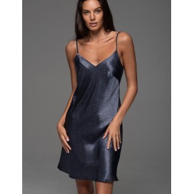 Короткая шёлковая сорочка Mia-Amore MARYGOLD 4690, Цвет: темно-синий, Размеры: 3XL