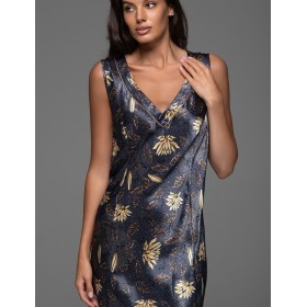 Длинная сорочка из шёлка Mia-Amore MARYGOLD 4698, Цвет: темно-синий, Размеры: 2XL