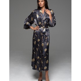 Длинный запашной халат Mia-Amore MARYGOLD 4699, Цвет: темно-синий, Размеры: 4XL/5XL