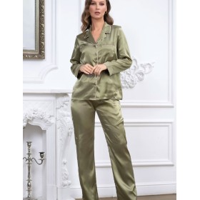 Атласная пижама Mia-Mella JULIA 8736 оливковый, Цвет: оливковый, Размеры: XS