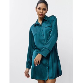 Атласная рубашка-халат Aruelle EMERALDA, Цвет: изумруд, Размеры: XS