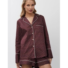 Пижама с шортами из хлопка Aruelle GEORGETTE, Цвет: бордовый, Размеры: XS