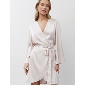 Короткий халат из атласа Aruelle GWEN, Цвет: светло-розовый, Размеры: S