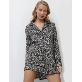 Пижама женская с шортами из вискозы Aruelle LEONA, Цвет: леопард, Размеры: XS