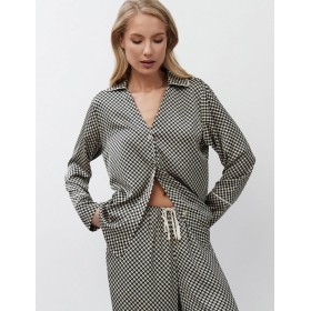 Атласный пижамный комплект Aruelle ROMIE, Цвет: чёрный/бежевый, Размеры: S