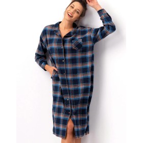 Длинная фланелевая рубашка Key LND 431, Цвет: тёмно-синий, Размеры: L