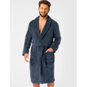 Теплый мужской халат Key MGL 255 темно-синий, Цвет: темно-синий, Размеры: M/L